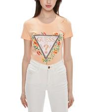 GUESS TRIANGLE FLOWERS T-Shirt aus Stretch-Baumwolle - T-Shirts und Tops für Damen