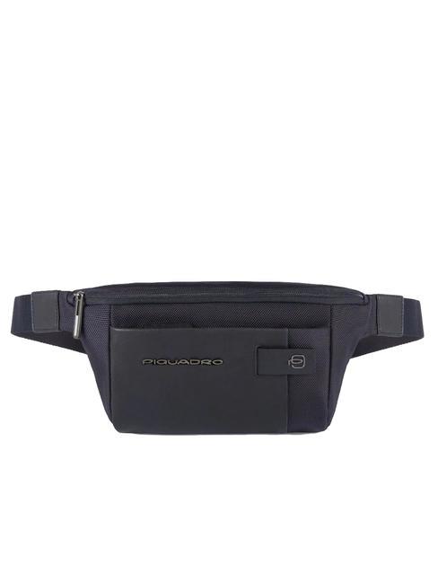 PIQUADRO BRIEF 2 Gürteltasche aus Leder und Stoff Blau - Hüfttaschen