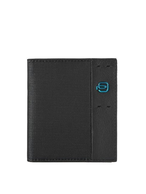 PIQUADRO P16 Kartenetui aus Leder und Stoff schwarzer Chevron - Brieftaschen Herren