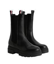 TOMMY HILFIGER MONOCHROMATIC CHELSEA Hohe Stiefeletten aus Leder SCHWARZ - Damenschuhe - 1