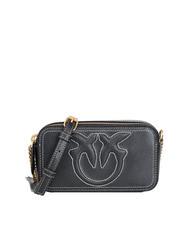 PINKO CARRIE Mini-Umhängetasche aus Leder schwarz-antikgold - Damentaschen - 1