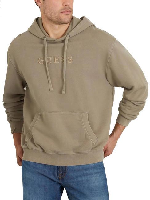GUESS FINCH TERRY Oversize-Sweatshirt mit Tasche und Kapuze Schiefer Taupe Multi - Sweatshirts Herren
