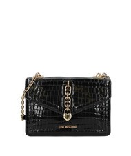LOVE MOSCHINO CHAIN CROCO Bedruckte Umhängetasche Schwarz - Damentaschen - 1