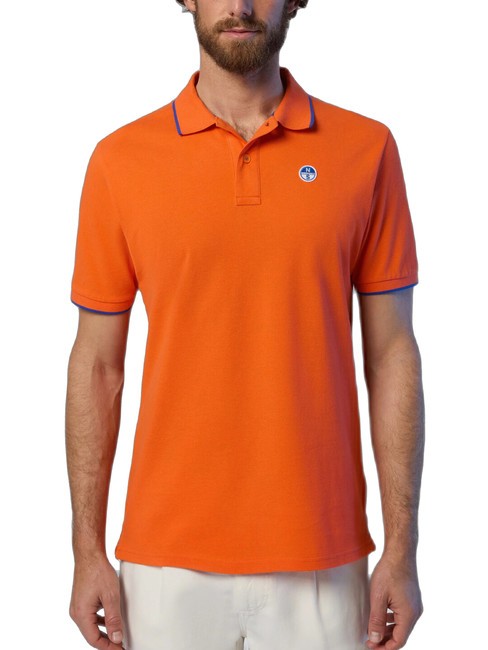 NORTH SAILS COLLAR STRIPED Kurzarm-Poloshirt aus Baumwolle Flammenorange - Herren-Polo-Shirts/Herren-Polo-Shirt/Herrenpoloshirt/Herrenpoloshirts
