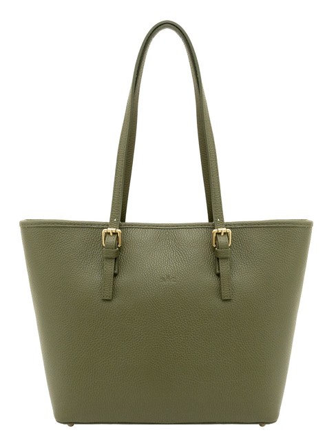 LESAC CHIARA Dollar-Shopper-Tasche aus Leder Olive - Damentaschen