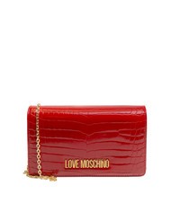 LOVE MOSCHINO SHINY CROCO Clutch mit Schulterriemen aus Metall ROT - Damentaschen - 1