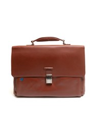 PIQUADRO CAMPIONARIO - BLUE SQUARE OUT Aktentasche aus Leder f&uuml;r 15-Zoll-Laptop BRAUN - Arbeitstaschen - 1