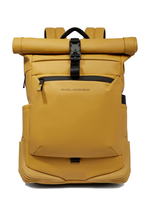 PIQUADRO CORNER SPECIALE GOMMATO Rolltop-Rucksack für 15,6-Zoll-Laptop Gelb - PC-Rucksäcke
