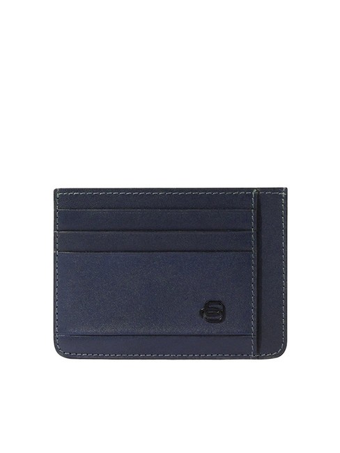 PIQUADRO DAVID Flaches Kreditkartenetui aus Leder Blau - Brieftaschen Herren