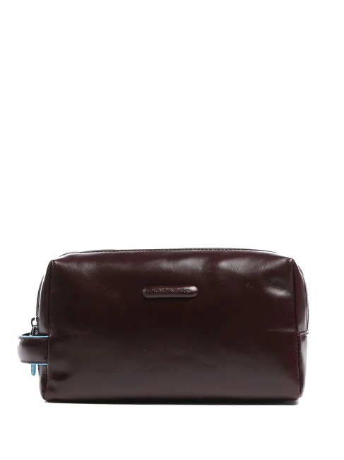 PIQUADRO BLUE SQUARE  Kosmetiketui aus Leder MAHAGONI - Beauty-Case