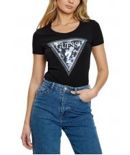 GUESS SS CN TRIANGLE FLOWER Baumwoll-T-Shirt - T-Shirts und Tops für Damen