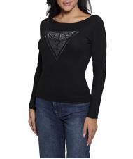 GUESS LS TRIANGLE  T-Shirt mit Logo - Damenpullover