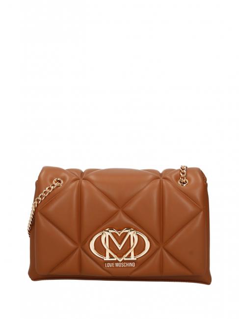 LOVE MOSCHINO GEOMETRIC Wandelbare Tasche mit Klappe Kamel - Damentaschen