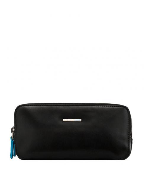 PIQUADRO BLUE SQUARE Mini-Ledertasche mit 3 Reißverschlüssen Schwarz - Tablettmappe &amp; Organizer