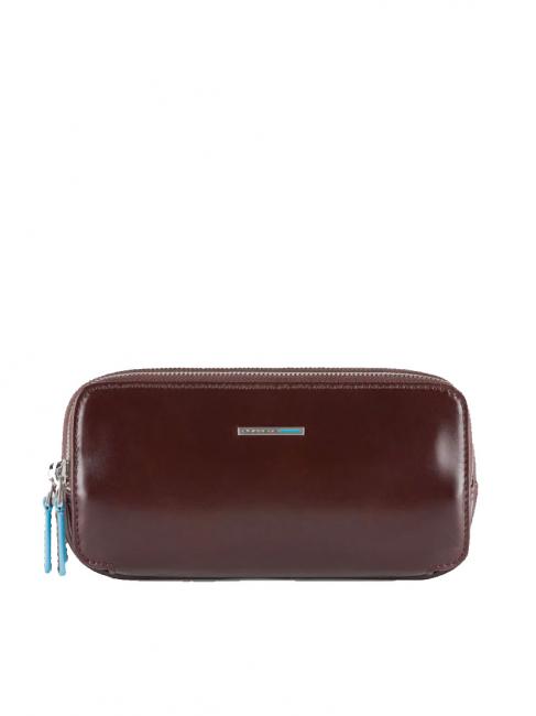 PIQUADRO BLUE SQUARE Mini-Ledertasche mit 3 Reißverschlüssen MAHAGONI - Tablettmappe &amp; Organizer