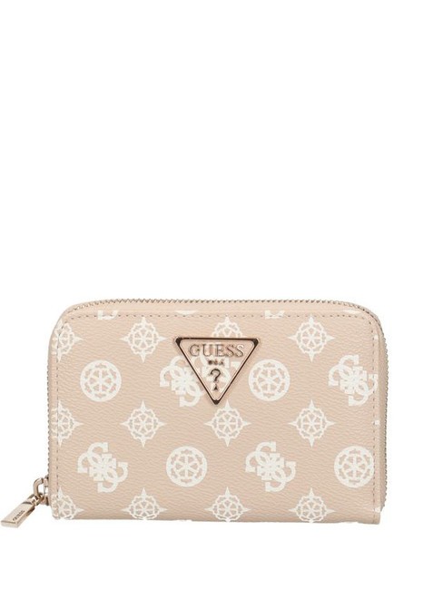 GUESS LAUREL Peony Mittelgroße Geldbörse mit umlaufendem Reißverschluss Sand-Logo - Brieftaschen Damen