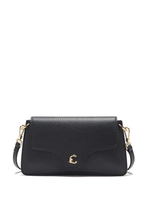 COCCINELLE C-ME Tasche aus gehämmertem Leder mit Klappe Schwarz - Damentaschen