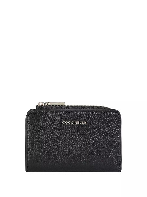 COCCINELLE METALLIC SOFT Kleine Geldbörse aus Leder Schwarz - Brieftaschen Damen