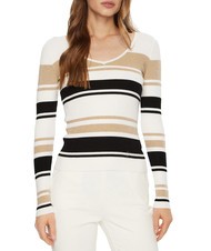 GUESS EVIE STRIPED  Gestreiftes Hemd wei&szlig; schwarz gold str - Damenpullover - 1