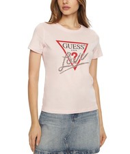 GUESS SS CN TRIANGLE LOVE Baumwoll-T-Shirt Zurückhaltendes Rosa - T-Shirts und Tops für Damen - 1