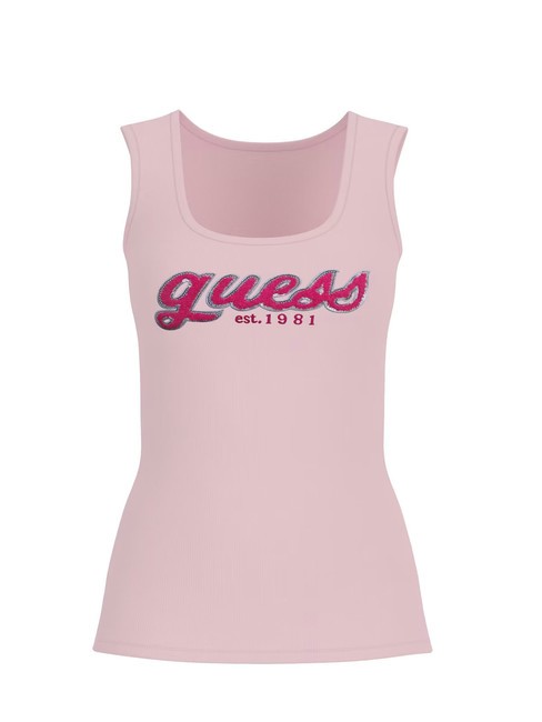 GUESS CHENILLE LOGO  Oberteil aus Baumwolle Zurückhaltendes Rosa - T-Shirts und Tops für Damen