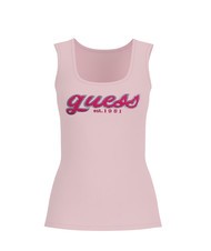 GUESS CHENILLE LOGO  Oberteil aus Baumwolle Zurückhaltendes Rosa - T-Shirts und Tops für Damen - 1