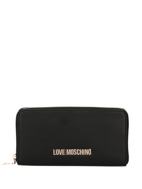 LOVE MOSCHINO LETTERING Portemonnaie mit umlaufendem Reißverschluss Schwarz - Brieftaschen Damen