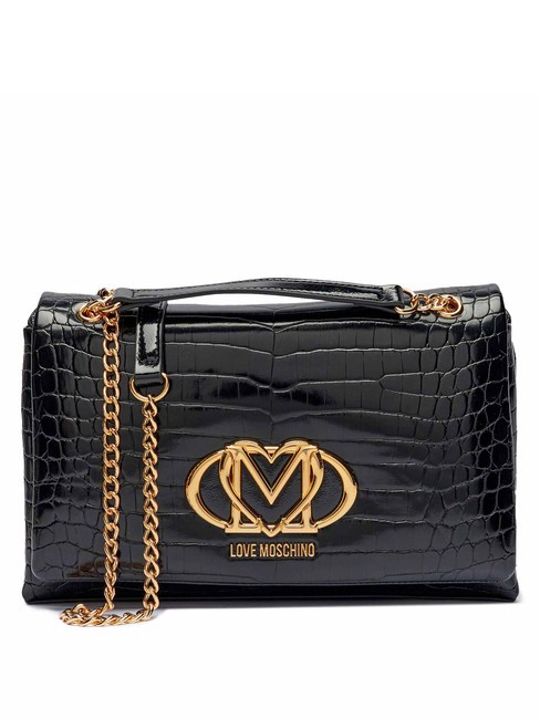 LOVE MOSCHINO CROCO Convertible Schulter-/Umhängetasche schwarzer Krokus - Damentaschen