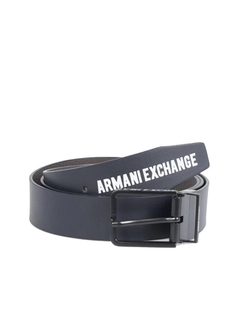 ARMANI EXCHANGE A|X DOUBLE Ledergürtel mit Logo-Print Marineblau/Dunkelbraun - Gürtel