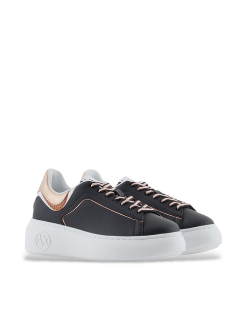 ARMANI EXCHANGE A|X Runner Ledersneaker Schwarz+Roségold - Damenschuhe