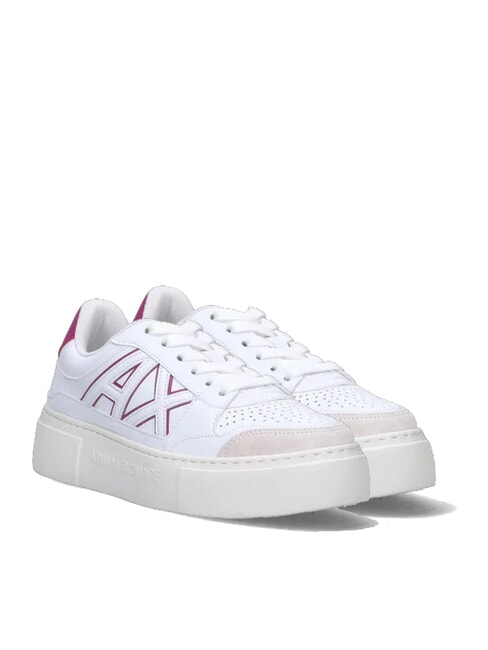 ARMANI EXCHANGE AX LOGO Plateau-Sneaker op.weiß+rosa - Damenschuhe