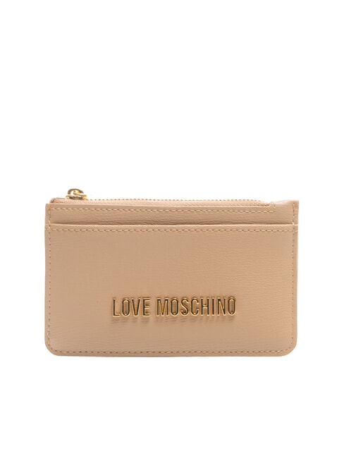 LOVE MOSCHINO METALLIC LOGO Flaches Kartenetui mit Münzfach Sand - Brieftaschen Damen