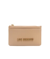 LOVE MOSCHINO METALLIC LOGO Flaches Kartenetui mit Münzfach Sand - Brieftaschen Damen - 1