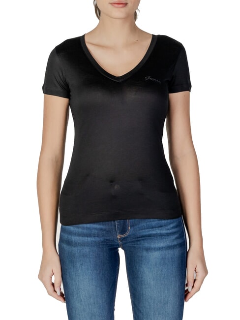 GUESS VN SS LIGHT BASIC Weiches T-Shirt mit V-Ausschnitt jetbla - T-Shirts und Tops für Damen