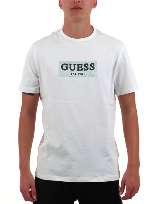 GUESS SS CN BOX T-Shirt mit Logo-Print purweiß - Herren-T-Shirts