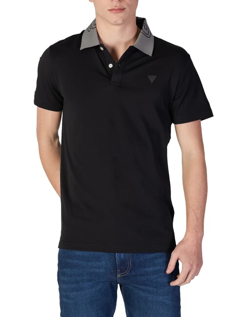 GUESS NOLAN SS Stretch-Kurzarm-Poloshirt jetbla - Herren-Polo-Shirts/Herren-Polo-Shirt/Herrenpoloshirt/Herrenpoloshirts
