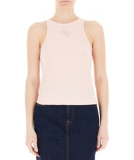 GUESS NEW SL ROUND GUENDALINA 4G-Tanktop mit Strass-Logo rosa Perle - T-Shirts und Tops für Damen - 1