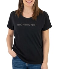 JOHN RICHMOND MECHI Stretch-T-Shirt mit Strass-Logo - T-Shirts und Tops für Damen
