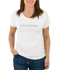 JOHN RICHMOND MECHI Stretch-T-Shirt mit Strass-Logo nicht-gerade weiss - T-Shirts und Tops für Damen - 1