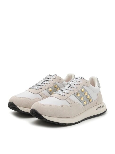 LOVE MOSCHINO DUNE 30 Sneakers mit herzförmigen Nieten weiß/silber10 - Damenschuhe