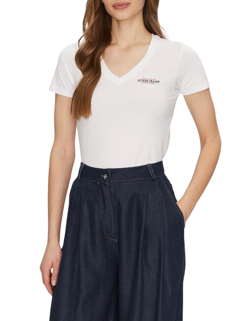 GUESS JEANS SS VN SLIM Baumwoll-T-Shirt purweiß - T-Shirts und Tops für Damen