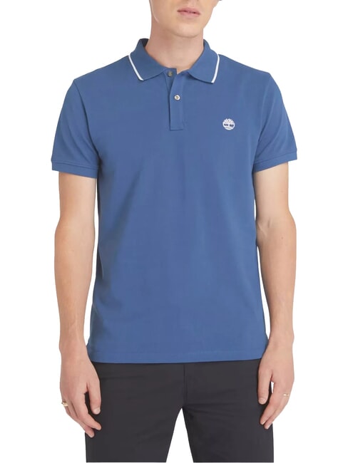 TIMBERLAND JACQUARD YD Poloshirt mit kurzen Ärmeln dunkler Jeansstoff - Herren-Polo-Shirts/Herren-Polo-Shirt/Herrenpoloshirt/Herrenpoloshirts