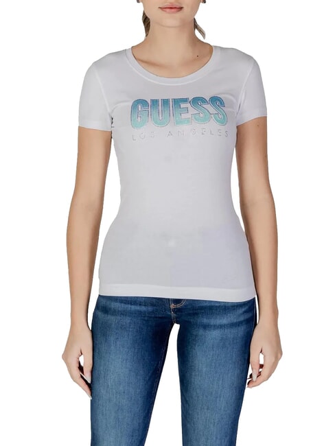 GUESS CN SS GLITTER  Baumwoll-T-Shirt purweiß - T-Shirts und Tops für Damen