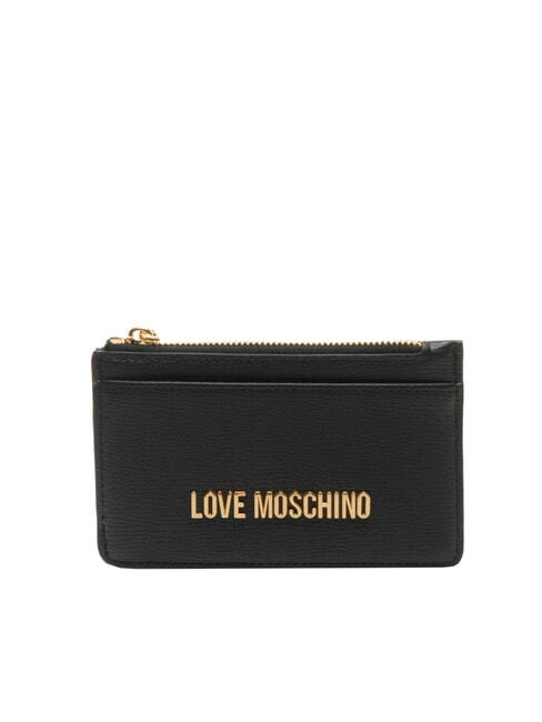 LOVE MOSCHINO METALLIC LOGO Flaches Kartenetui mit Münzfach Schwarz - Brieftaschen Damen