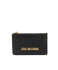 LOVE MOSCHINO METALLIC LOGO Flaches Kartenetui mit Münzfach Schwarz - Brieftaschen Damen - 1