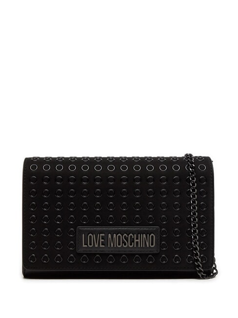 LOVE MOSCHINO CHAIN Umhängetasche mit Mikronieten schwarz/rotguss - Damentaschen