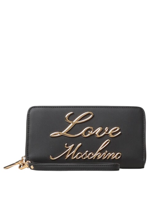 LOVE MOSCHINO GOLD LETTERING Geldbörse mit Rundum-Reißverschluss Schwarz - Brieftaschen Damen