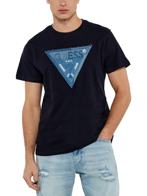 GUESS TRIANGLE T-Shirt mit großem Logo-Patch jetbla - Herren-T-Shirts