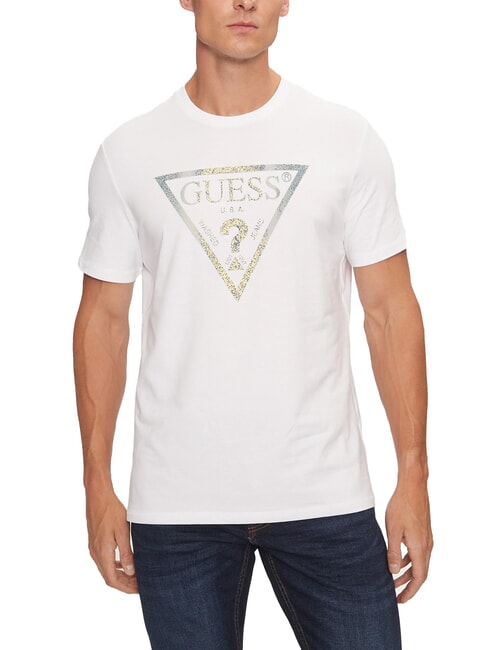 GUESS TRIANGLE T-Shirt mit Maxi-Print purweiß - Herren-T-Shirts