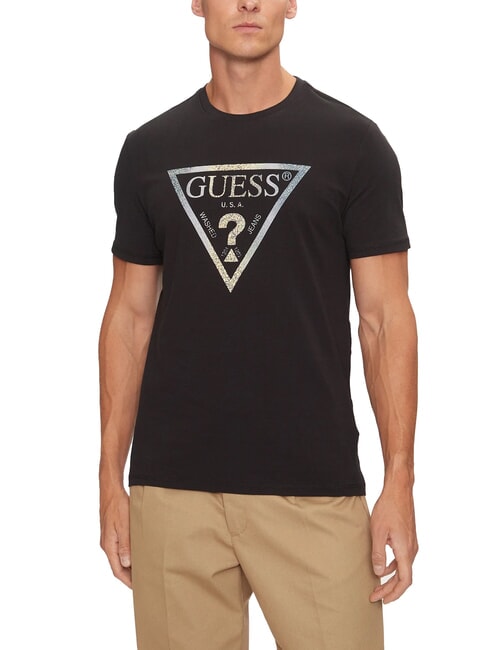 GUESS TRIANGLE T-Shirt mit Maxi-Print jetbla - Herren-T-Shirts